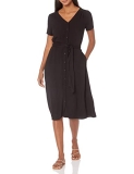 Amazon Essentials Women’s Short-Sleeve Midi Button Front Tie Dress @ $21.39
