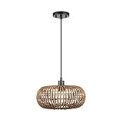 Globe Electric 61063 1-Light Pendant Light, Rattan Shade, Black Socket, Black Fabric Hanging Cord, Home Décor Lighting, Adjustable Height, Light Fixture Ceiling Hanging, Bulb Not Included @ $28.87