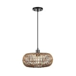 Globe Electric 61063 1-Light Pendant Light, Rattan Shade, Black Socket, Black Fabric Hanging Cord, Home Décor Lighting, Adjustable Height, Light Fixture Ceiling Hanging, Bulb Not Included @ $28.87