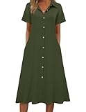 Zeagoo Women Beach Dresses Casual Summer T Shirt Dress Short Sleeve A-Line Loose Cover Ups Button Down Business Casual Dress Womens Resort Wear 2026 Army Green @ $12.59