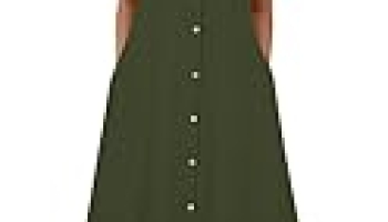 Zeagoo Women Beach Dresses Casual Summer T Shirt Dress Short Sleeve A-Line Loose Cover Ups Button Down Business Casual Dress Womens Resort Wear 2026 Army Green @ $12.59