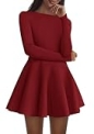 PRETTYGARDEN Fall Cocktail Dresses for Women Elegant Classy Wedding Guest 2025 Long Sleeve Homecoming Party A Line Mini Dress(Red,Medium) @ $15