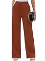 Heymoments Women Wide Leg Pants Brown Small High Waist Loose Casual Pants Adjustable Tie Knot Belted Long Straight Trousers with Pockets @ $2.29