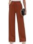 Heymoments Women Wide Leg Pants Brown Small High Waist Loose Casual Pants Adjustable Tie Knot Belted Long Straight Trousers with Pockets @ $2.29