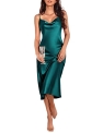 Ekouaer Silk Nightgown Women’s Sleeveless Sleepwear Soft Cowl Neck Satin Long Tank Sleep Dress Blue Green @ $12.49