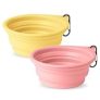 Dog Bowl Travel Collapsible Bowls 2 Pack, Portable Foldable Cats Dogs Water Dish Puppy Bowl (Pink1775 + Yellow1205) @ $9.90