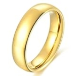 Dmond wind 6mm Stainless Steel Ring Gold Plain Dome High Polished Wedding Band Comfort Fit Size 6.5 @ $3.24
