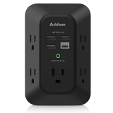 USB Wall Charger Surge Protector – Addtam 5 Outlet Extender with 4 USB Charging Ports ( 1 USB C) @ $11.13