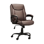 Amazon Basics Classic Puresoft PU Padded Mid-Back Office Computer Desk Chair with Armrest – Brown @ $74.76