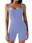 Sunzel Athletic Romper for Women Workout Tank Top Bodysuit One Piece Buttery Soft Jumpsuit Scrunch Shorts Yoga Gym Outfit Periwinkle Large