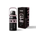 GERM 32 oz Thermos for Hot and Cold Drinks,18/10 Stainless Steel Insulated Coffee Thermos Insulated Water Bottle with Lid, Flex Strap, Wide Mouth Thermal Cups for Up to 24 Hours – Black,Pink @ $12.60