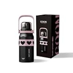 GERM 32 oz Thermos for Hot and Cold Drinks,18/10 Stainless Steel Insulated Coffee Thermos Insulated Water Bottle with Lid, Flex Strap, Wide Mouth Thermal Cups for Up to 24 Hours – Black,Pink @ $12.60
