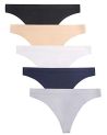 voenxe Seamless Thongs for Women No Show Thong Underwear Women 5-10 Pack (C-5 Pack Basics @ $14.99
