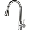 Single Handle High Arc Brushed Nickel Pull Out Kitchen Faucet,Single Level Stainless Steel Kitchen Sink Faucets with Pull Down Sprayer @ $69.90