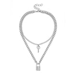 MJartoria Layered Necklaces for Women Trendy Retro Lock Key Pendant Silver Chain Necklaces Dainty Chunky Link Chain Choker Necklaces Jewelry Birthday Gifts @ $4.99