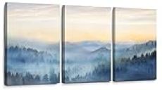 Wall Decor for Bedroom 3 Panel Sunrise Misty Forest Print Picture Paintings Wall Art for Living Room Bathroom Framed Canvas Artwork Modern Room Wall Decorations Size 12×16 x 3 Piece Ready to Hang @ $8.69