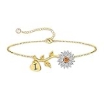 Anoup Teen Girl Gifts Trendy Stuff – Sunflower Bracelets for Girls, Sunflower Gifts | Girls Easter Gifts | Gold Bracelets for Girls | Gifts for 9 Year Old Girls | Small Gifts | Initial I Bracelet