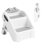 Toddler Step Stool,Foldable Step Stool with Non-Slip Design, Lightweight & Cute Frog Style Step Stool for Bathroom Potty Training, Bedroom and Kitchen, Gray