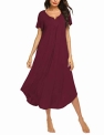 Ekouaer Pajamas Dress Women’s Cotton Sleep Shirts Soft Knit Sleepwear Nightgown (Wine Red @ $9.99