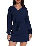 Casly Lamiit Matching Sets for Women 2 Piece Outfits Fall Fashion V Neck Sweatshirt Skorts Tracksuit Athleisure Workout Gym Clothes Built-in Pockets Navy Blue Medium