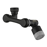 Upgraded Faucet Extender Universal,1080°Swivel Faucet Attachment with Aerator, Two Water Outlet,Rotating Splash Filter Faucet Extension for Kitchen Bathroom Sink,Made of Copper (Black) @ $5.00