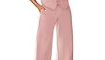 KIRUNDO Womens Suits 2 Piece Set Summer Linen Crop Blazer Vest and Pants Sets Dressy Casual Matching Clothes Going Out Outfits (Pink, XX-Large)