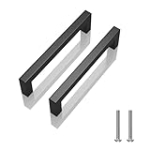 NISUOIEN 5 Pack 5 inch (128mm) Hole Center Matte Black Cabinet Pulls Stainless Steel Kitchen Cabinet Handles – Square Dresser Handles Drawer Pulls @ $2.69