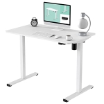 FLEXISPOT Adjustable Height Desk 40 x 24 Inches Whole Piece Desktop Small Standing Desk for Small Space Electric Sit Stand Home Office Table (White Frame + White Desktop) @ $117.49