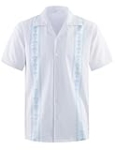 Men’s Cuban Guayabera Shirts Short Sleeve Casual Button Down Summer Shirt Beach Vacation Tops 07 M White