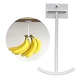 Josmimic Banana Holder Hanger Hook Stand – Fold Up Hook, Under Cabinet Adhesive, Keeps Bananas Fresh, Silver, 1 Pack