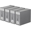 StorageTastic 4 Pack Bed Sheet Closet Organizers and Storage,Sturdy Foldable Storage Containers with Window and Label,Storage and Organization for Bedding Sheets,Duvet Covers,Blankets (Grey) @ $13
