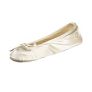 Isotoner Ballerina Slippers for Women – Soft Satin House Shoes with Bow and Suede Sole – Classic Comfy Travel and Bedroom Slippers – Cute Bridal Party Slippers, Cream Soft Tie Bow, 8-9 @ $15.00