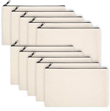 Legigo 10 Pack Blank DIY Craft Canvas Pencil Case Blank Makeup Bags- Beige Pouch Bulk Cosmetic Bag Multi-Purpose Travel Toiletry Zipper Bags (8.3 × 5 Inch) @ $9.99