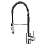 AJOYEUX Pull Down Kitchen Sink Faucet Single Handle Spring Kitchen Faucet Brushed Nickel