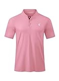 JMIERR Polo Shirts for Men Summer Quick Dry Casual Henley Shirts Short Sleeve Button Up Fishing Work Golf Tshirt, L, Pink @ $9.19