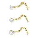 D.Bella Nose Studs Rings 20G Surgical Steel Nose Rings Screw Piercing Jewelry for Women Men Gold @ $3.99