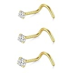 D.Bella Nose Studs Rings 20G Surgical Steel Nose Rings Screw Piercing Jewelry for Women Men Gold @ $3.99