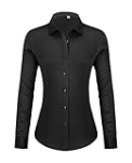 Work Tops for Women Black Business Casual Tops for Woman Dressy Professional Clothes Long Sleeve Button Down Tops 2024 Office Outfits Dress Attire Interview Top Black L @ $17.99