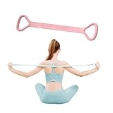 Figure 8 Resistance Band, Arm Back Shoulder Exercise Elastic Rope Stretch Fitness Band, Foot, Leg, Hand Stretcher, Arm Exerciser for Yoga Pilates Stretching Physical Therapy, Home Gym Workout（Pink