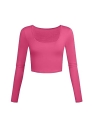Crop Tops for Women Casual Basic Sexy Long Sleeve Yoga Shirts for Teen Girls Hot Pink Sport Workout Gym Clothes Medium @ $4.00
