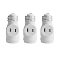 2 Outlet Light Socket to Plug Adapter, Electrical Screw in Light Bulb Socket Outlet Adapter, Lamp Holder, Dual Polarized E26 ETL, White (3PACK)