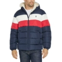 IZOD Men’s Sherpa Lined Color Block Puffer Jacket (Navy) @ $19.78