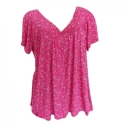 Lenago Women’s Plus Size Floral Printed Short Sleeve V-Neck T-Shirt Pleated Casual Flowy Tunic Blouse Tops