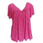 Lenago Women’s Plus Size Floral Printed Short Sleeve V-Neck T-Shirt Pleated Casual Flowy Tunic Blouse Tops