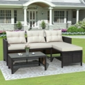 3-Piece Segmart Patio Outdoor Furniture Sectional Set (Beige Cushion) @ $197.99