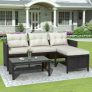 3-Piece Segmart Patio Outdoor Furniture Sectional Set (Beige Cushion) @ $197.99