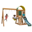KidKraft Ainsley Wooden Outdoor Swing Set with Slide, Chalk Wall, Canopy and Rock Wall @ $279.00