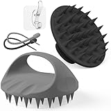 ManmiHealth Large Hair Scalp Scrubber, One-piece Silicone Scalp Massager for Wet Dry, Long Bristles Shampoo Brush for Dandruff Removal and Hair Growth with Free Strap&Hook. (Black+Gray) @ $4.99