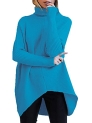 ANRABESS Womens Casual 2023 Fall Royal Blue Turtleneck Batwing Sleeve Oversized Chunky Sweater Tunic Jumper A87-Hailan-S @ $16.65
