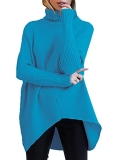 ANRABESS Womens Casual 2023 Fall Royal Blue Turtleneck Batwing Sleeve Oversized Chunky Sweater Tunic Jumper A87-Hailan-S @ $16.65